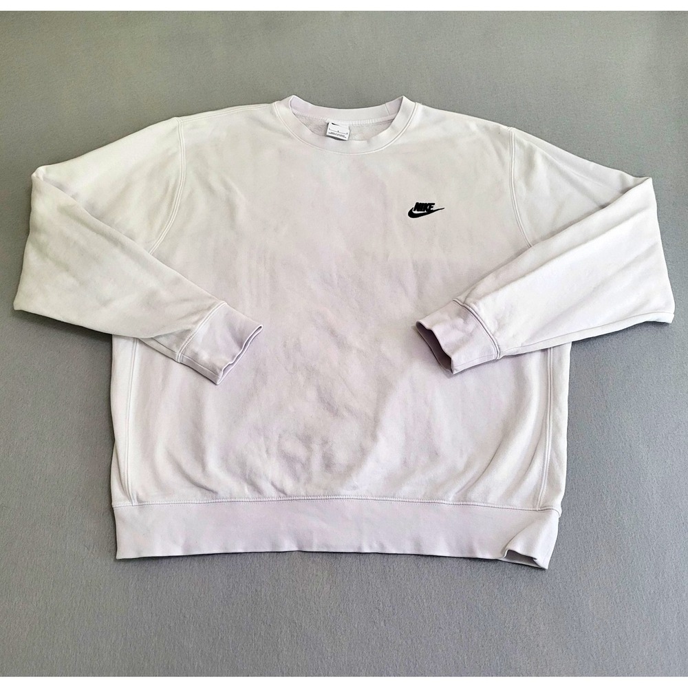 Nike Men's White Embroidered Logo Crewneck Pullover Sweatshirt Size L
